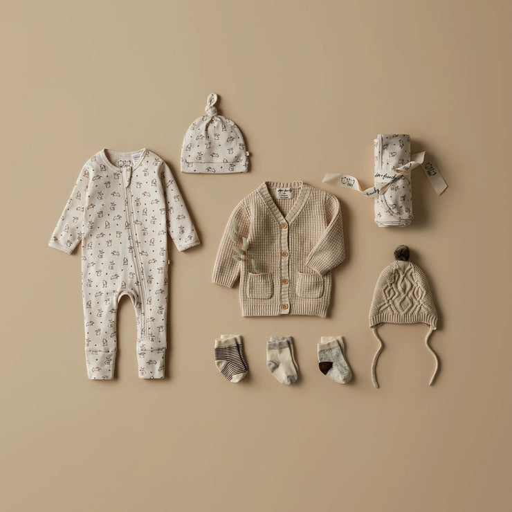 Knitted Button Cardigan - Oatmeal Melange Was $80 Now