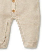 Knitted Button Growsuit - Oatmeal Melange Was $95.90 Now
