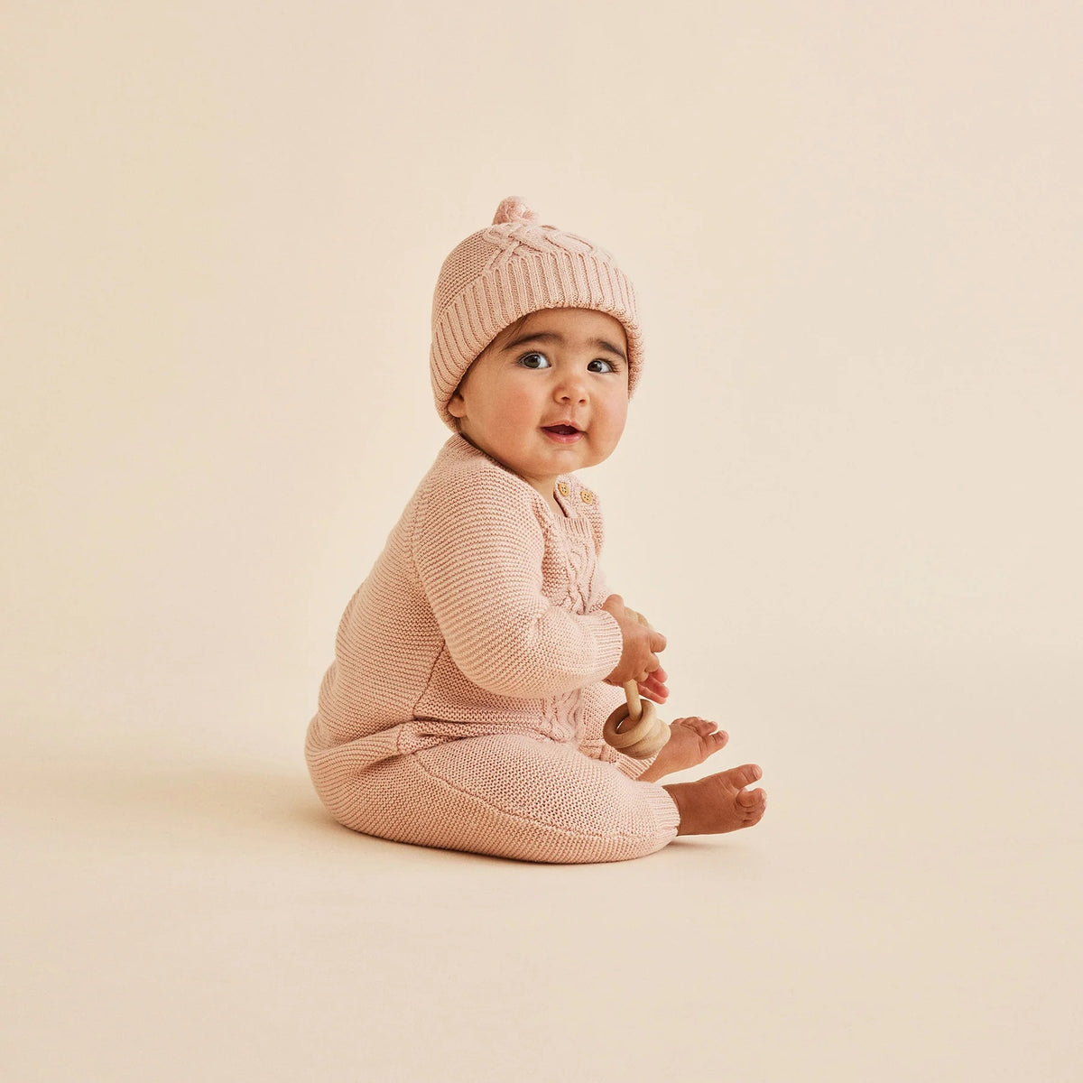 Knitted Cable Growsuit - Rose Was $95 Now