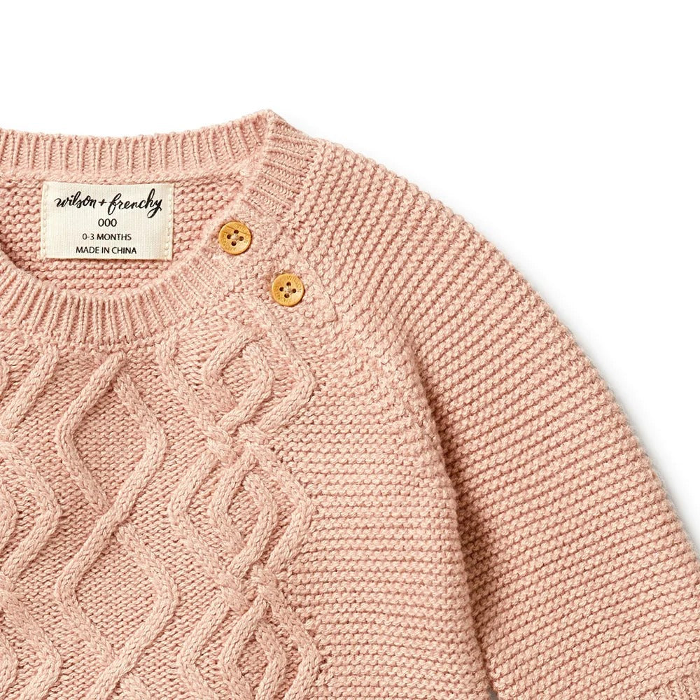 Knitted Cable Growsuit - Rose Was $95 Now