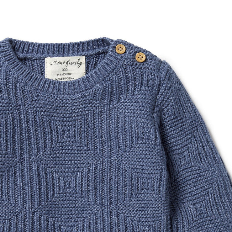 Knitted Jacquard Jumper - Blue Depths Was $75 Now