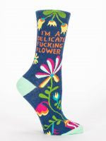 Womens Crew Socks - Delicate F**** Flower