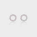 Sterling Silver Beaded Circle Stud Earrings