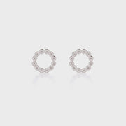 Sterling Silver Beaded Circle Stud Earrings