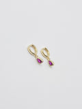 18K Gold Pink Huggie Earrings