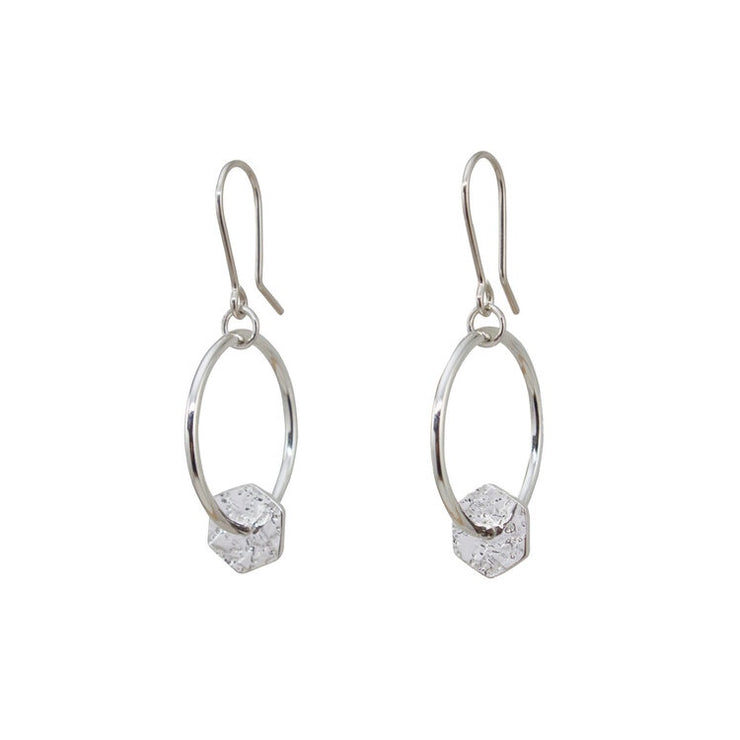 Hexagon Earrings - Sterling Silver