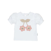 Smile Flower Puff T Shirt - White Was $59.90 NOW