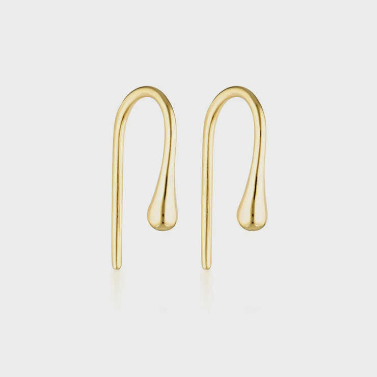 Gold Fluid Hook Earrings