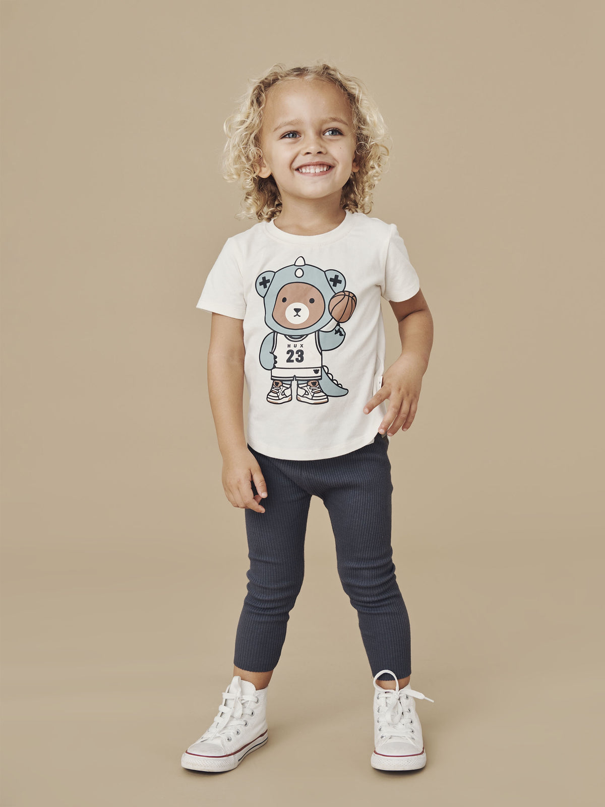B-Ball Dino Bear T Shirt - Almond Milk Last One Was $60 Now