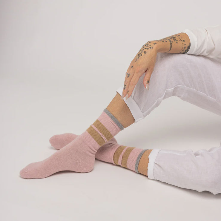 Nooan Dunedin Possum Socks - Pink Marshmallow & Beige