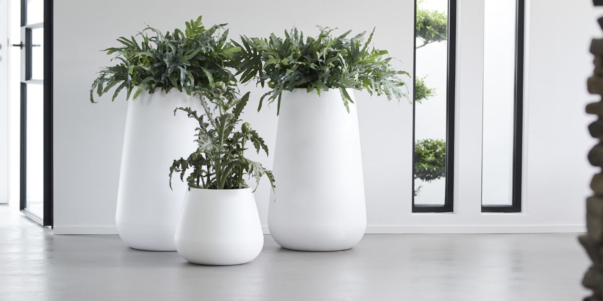 Pure Cone Recycled Plastic Planter - White