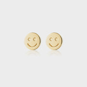 Gold Smiley Face Stud Earrings