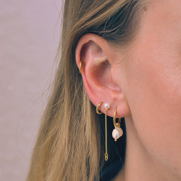 Gold plated Zoe Chain Pearl Stud Earrings